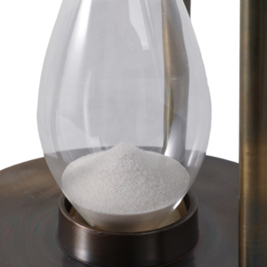 Clessidra moderna in metallo e vetro con base a bussola, timer a sabbia per decorazioni casa e ufficio - Product Image 5