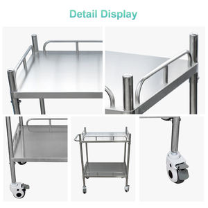 Meubles hospitaliers Table à roulettes MY-R052A-B1 Instrument de table en acier inoxydable <span class=keywords><strong>2</strong></span> <span class=keywords><strong>plateaux</strong></span> pour clinique - Product Image 4