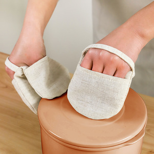 Guante de cocina de algodón con mango grueso, aislante del calor, antiescaldaduras, tapa para olla, para uso en cocina, color blanco roto - Product Image 2