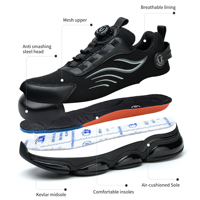 Chaussures de sécurité pour hommes, noires, respirantes, anti-écrasement, à embout en acier, à laçage rapide, antidérapantes, spécifications métalliques, chaussures de sécurité pour agents de sécurité