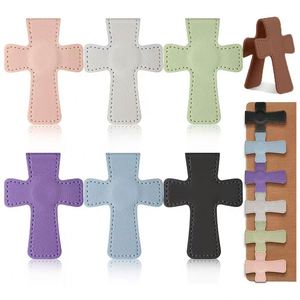 Personalized Logo Cross Shaped Leather <b>Bookmark</b> Magnetic PU Leather Christian <b>Bookmark</b> Clip Creative Page Marker for Readers - Product Image 4