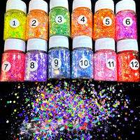 Poudre de paillettes néon caméléon changeante de couleur en vrac pour les travaux manuels, les gobelets, le slime, sac de 500 g, ornement fait à la main