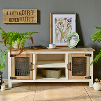 Meuble TV console en bois fait main style ferme 2026 avec rangement pour salons d'appartements et d'hôtels