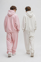 Ensemble sweat à capuche zippé et pantalon de survêtement en coton épais 500 g/m², style streetwear vintage bleu uni pour homme, vente en gros, directement de l'usine