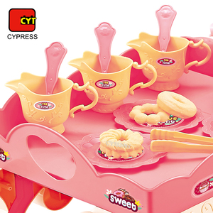 2023 popolare carrello da tè sala da pranzo giocattoli per auto dessert carrello da pranzo finta cibo cucina Set da gioco - Product Image 4
