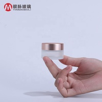 Pot Cosmétique en Verre Givré Transparent de 15g, 20g, 30g, 50g, 100g avec Couvercle Vissé en Aluminium Or Rose