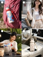 Termos Vakum KEPO Bergaya untuk Wanita, Mug Kopi Anti Dingin, Cangkir Portabel untuk Perjalanan, Hadiah Ulang Tahun, Cangkir Boneka, Tanaman