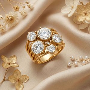 Bague en acier inoxydable incrustée de diamants multiples, style luxe léger transfrontalier, design exagéré, <span class=keywords><strong>cadeau</strong></span> - Product Image 2