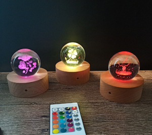 Lampada da Tavolo Creativa con Sfera di Cristallo, Cielo Stellato e <span class=keywords><strong>Luna</strong></span>, Luce Notturna 3D in Legno Massiccio, Regalo - Product Image 4