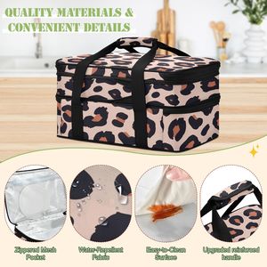 Bolsa Térmica para Alimentos de Doble Capa con Diseño de Leopardo Personalizado OEM, Bolsa para Transportar Pizza y Ollas Dobles, Ideal para Picnic - Product Image 4