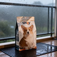 Sacs d'emballage pour aliments pour animaux de compagnie à 8 soudures latérales, pochettes à fond plat, refermables, imprimés sur mesure, sacs en plastique en gros