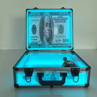 Nouvelle boîte à monnaie en acrylique transparente de luxe Art Déco avec éclairage LED portable pour glorificateur de bouteilles de liqueur et de vin