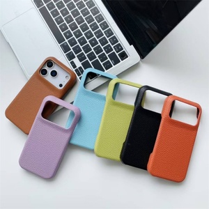 Funda de Cuero PU con Patrón de Lichee de Lujo para iPhone 17, 17 Pro, 16 Pro Max, 15 Pro, 14, Color Sólido Mate, Antigolpes, Protectora - Product Image 2