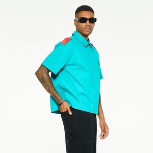 Polo da <span class=keywords><strong>uomo</strong></span> con Logo personalizzabile personale a manica corta con cerniera <span class=keywords><strong>turchese</strong></span> di alta qualità - Product Image 4