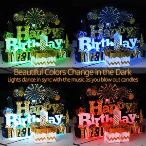 Tarjeta de <span class=keywords><strong>Cumpleaños</strong></span> 3D Musical, Reproduce la Canción de Feliz <span class=keywords><strong>Cumpleaños</strong></span> al Abrir la Tarjeta 3D Pop-up, con Luz LED y Vela - Product Image 5