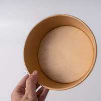 Bol à salade/sandwich en papier kraft biodégradable et écologique, avec couvercle en PE, logo personnalisé en relief, simple paroi, recyclé