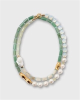 Collar de Perlas de Agua Dulce con Cuentas de Piedra Natural, Estilo Bohemio Geométrico, Hecho Principalmente de Jade, para Mujer, Moda de Playa de Verano