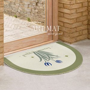 Art Mat Half <b>Circle</b> Doormat Floral Pattern Non Slip PVC Home Use - Product Image 1