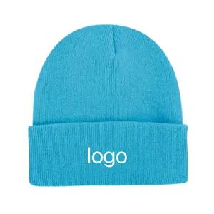 Custom logo 60 colors 100% Acrylic cuff beanie Knitted cap with large head circumference