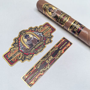 럭셔리 맞춤형 금박 시가 밴드 로고 라벨 엠보싱 종이 링 스티커 소이 잉크 플렉소그래피 - Product Image 1