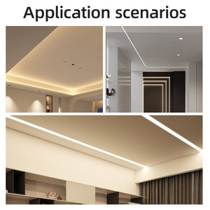 Profilé <span class=keywords><strong>en</strong></span> aluminium LED personnalisable de 1 m, 2 m, 3 m, encastré dans les cloisons sèches, plâtre, profilé <span class=keywords><strong>en</strong></span> aluminium pour éclairage de plafond et de mur - Product Image 6