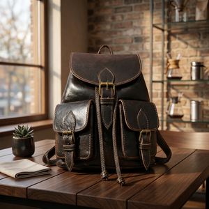 Mochila clásica de cuero genuino para hombre, duradera, para viaje, con asa suave, estilo vintage - Product Image 2