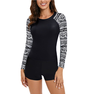 All'ingrosso produttore di costumi da bagno per bambini pantaloncini a manica lunga set 2 pezzi stampati su misura per bambini da spiaggia costumi da bagno canottaggio - Product Image 2