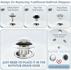 Tapón de Desagüe Moderno para <span class=keywords><strong>Bañera</strong></span> de Latón, Anti-Olor, <span class=keywords><strong>Universal</strong></span>, Tipo Pop-Up, Superficie Cepillada, Fácil de Limpiar, 1 Año de Garantía - Product Image 3
