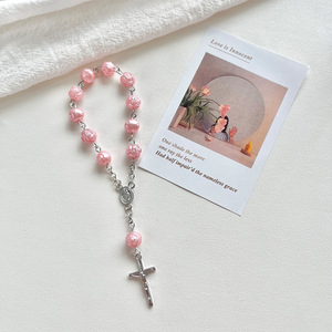 Mini chapelet or argent perle premier baptême Gits miraculeuse vierge marie médaille Crucifix jésus sac voiture poche chapelet - Product Image 4
