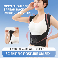 Correcteur de posture noir pour femmes, ceinture de soutien lombaire respirante et élastique, protection des épaules réglable, soulagement des douleurs dorsales