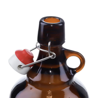 Bouteilles de bière et de boissons en verre ambré personnalisées de 380 ml, type Growler, avec bouchon à bascule et petite poignée