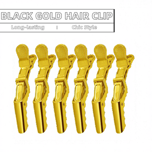 Stock de pinces à cheveux durables en plastique pour coupe de cheveux en crocodile, noir mat et or, galvanoplastie, outil de <span class=keywords><strong>coiffure</strong></span> polyvalent - Product Image 2
