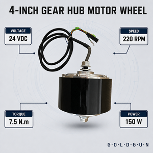 Moteur de moyeu CC sans balais engrené GOLDGUN <span class=keywords><strong>4</strong></span> pouces 24V 150W 7,5 Nm avec pneu en caoutchouc à couple élevé pour monte-escaliers électriques - Product Image 2