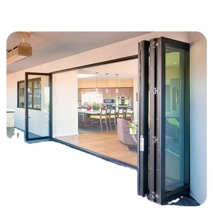HANNOVER Nouveau design Portes pliantes en aluminium Patio pliant étanche insonorisé <span class=keywords><strong>Double</strong></span> <span class=keywords><strong>porte</strong></span> <span class=keywords><strong>pliante</strong></span> en verre pour fenêtres et portes - Product Image 1