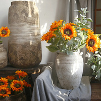 Vente en gros de tournesols artificiels réalistes de qualité supérieure, faits à la main, grandes fleurs en soie, tige, Noël, maison, remise de diplôme, fête des mères