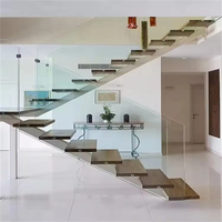 Kit d'escalier flottant en bois préfabriqué moderne à poutre simple en forme de U, escalier droit durable pour appartements