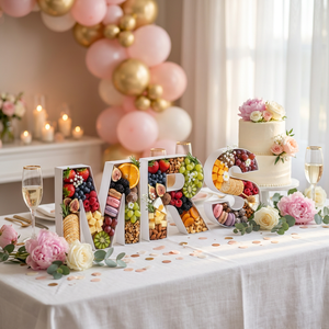 12 Inch Cardboard Letter Fillable MRS Tray Centerpiece Decorative <b>Box</b> for Bridal Shower with Matt Lamination - Product Image 2
