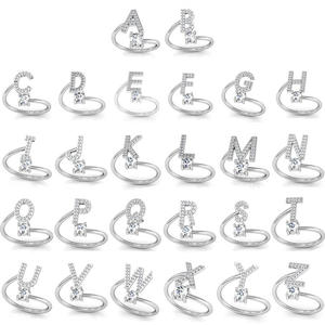 Anello in argento Sterling da donna con nome iniziale regolabile in zircone A - Z lettere 925 - Product Image 2