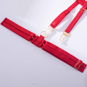 Ensemble de jarretière <span class=keywords><strong>rouge</strong></span> respirant en maille, couleur unie, extrêmement sexy - Product Image 6