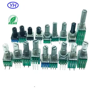 6 Gang Potentiometer Professional Manufacturer 6 Pin A5k B5k 10k 100k Ohm Carbon Film 9mm Dual Gang Linear Rotary Volume Control Potentiometer