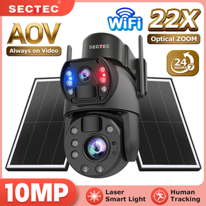 Caméra de sécurité SECTEC 22X avec <span class=keywords><strong>zoom</strong></span> optique, solaire, 4G, vision nocturne couleur 24/7, WIFI, 10MP, lumière laser rouge et bleue, alarme - Product Image 1
