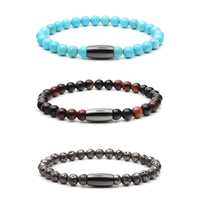 Bracelet perlé unique en pierres précieuses avec fermoir magnétique, motif du Zodiaque Chinois et mantra des vœux, design spirituel, plaqué or
