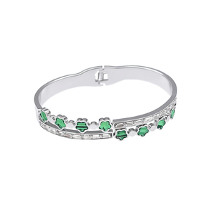 Bracelet tendance en acier inoxydable 316L plaqué or PVD avec incrustation de cristal vert, design élégant, bijoux pour femmes - Product Image 2