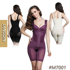 LANGQIN Nylon Spandex Full Body Shaper, Lace Trim Tummy Control & <b>Thigh</b> Slimmer for Women - Product Image 1