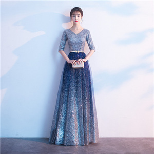 Women's Long Elegant Choir Dress Royal Blue 3D Stereoscopic Patterns Stage Performance Wear - Product Image 2