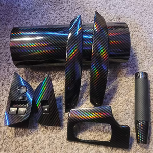 Vente flash : Film de protection en fibre de carbone PET laser noir/jaune/rouge/bleu/argent 0,15 mm, sans bulles d'air, film de protection en carbone haché - Product Image 5