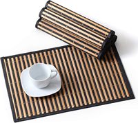 Set de table rectangulaire multifonctionnel en bambou vintage fait main, style zen asiatique, décoration de table à manger classique japonaise, tapis durables