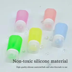 Champú exprimible de silicona Envase cosmético de artículos de tocador recargables, Kit de contenedores de líquido de tamaño de viaje portátil de 2oz