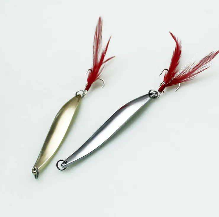 Spinner Spoon Metal Lures 5g-40g Feather Treble Hook Artificial Bait For Bass Trout Pesca Fishing Tackle Wobblers Pacas