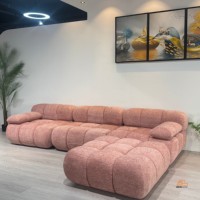 Maßgefertigtes Vakuumverpacktes Modulares Sofa mit Rosa Samtbezug für E-Commerce-Dropshipping